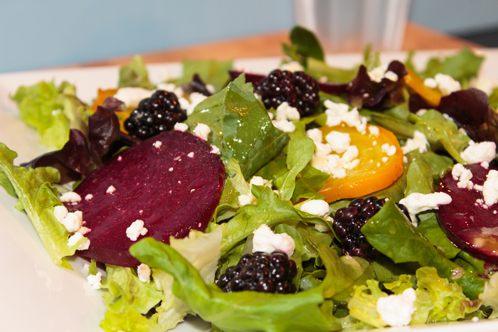 Roasted Beet, Blackberry and Goat Cheese Salad with Orange Champagne Vinaigrette