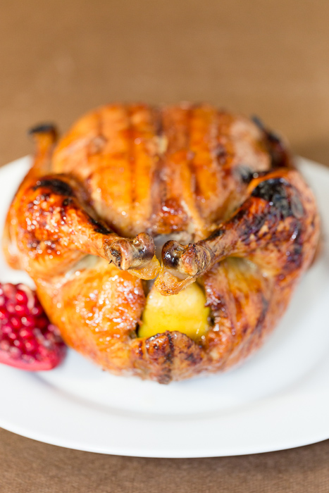 Roast Chicken with a Pomegranate Molasses and Apricot Glaze