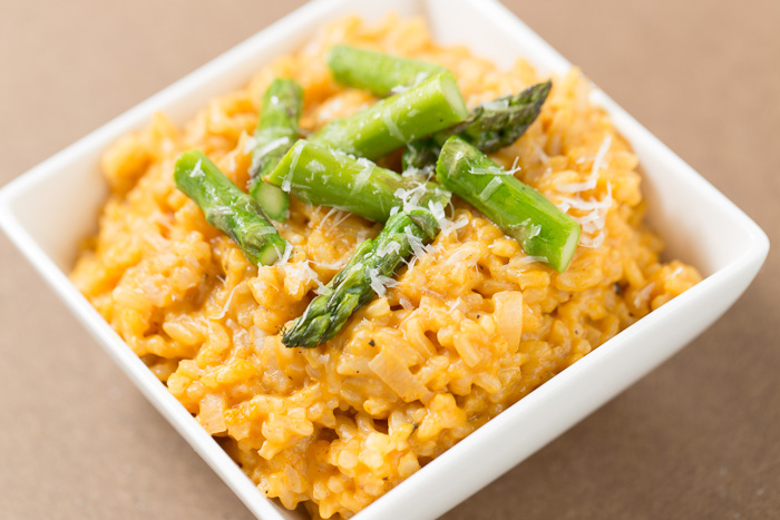 Pumpkin Risotto with Roast Asparagus