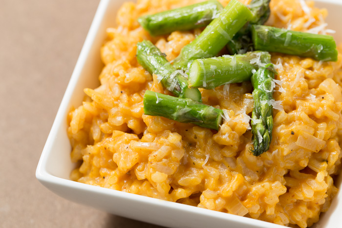 Pumpkin Risotto with Roast Asparagus  |  Lemon & Mocha