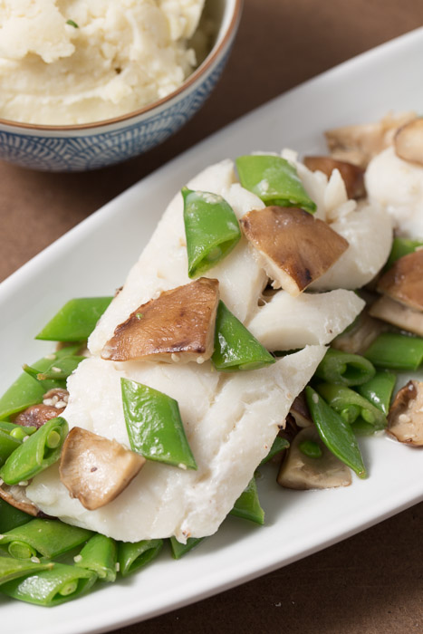 Pacific Halibut Foil Packets with Shiitakes & Snap Peas