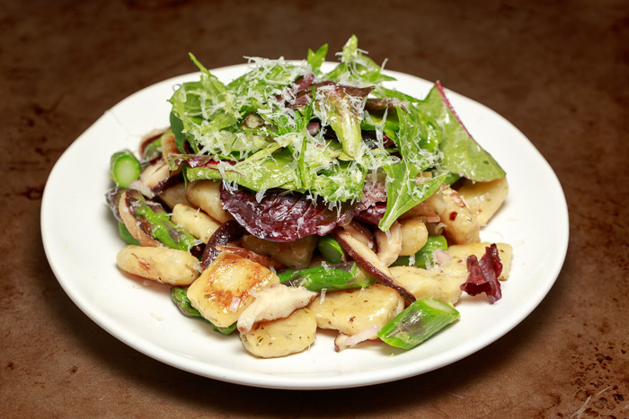 Crisp Gnocchi Salad with Shiitakes and Asparagus