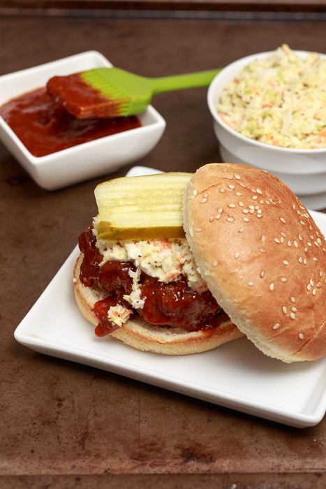 Dallas Burger with Barbecue Sauce and Coleslaw