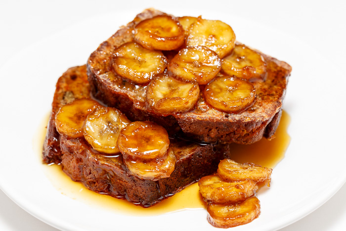 Banana Bread French Toast with Caramelized Bananas  |  Lemon & Mocha