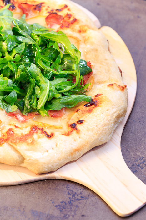 Honey, Pear & Prosciutto Pizza with Arugula  |  Lemon & Mocha