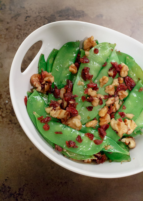 Sautéed Snow Peas with Cranberries & Walnuts  |  Lemon & Mocha