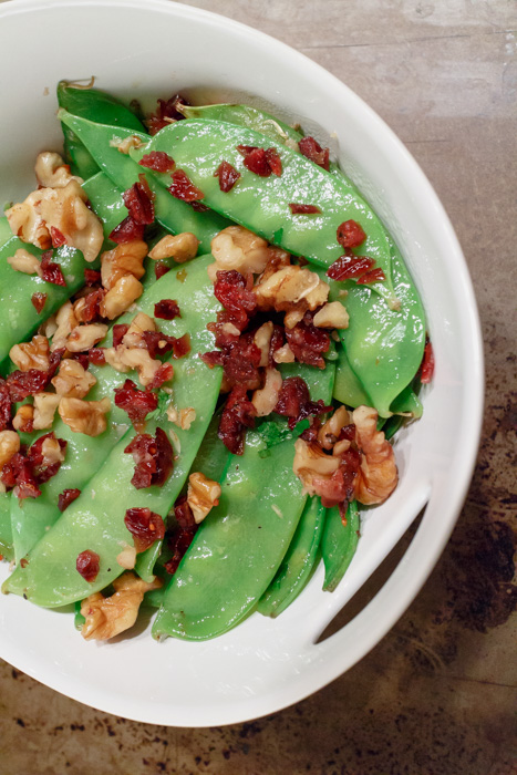 Sautéed Snow Peas with Cranberries & Walnuts  |  Lemon & Mocha