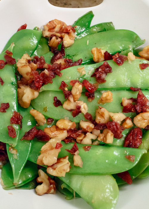 Sautéed Snow Peas with Cranberries & Walnuts  |  Lemon & Mocha