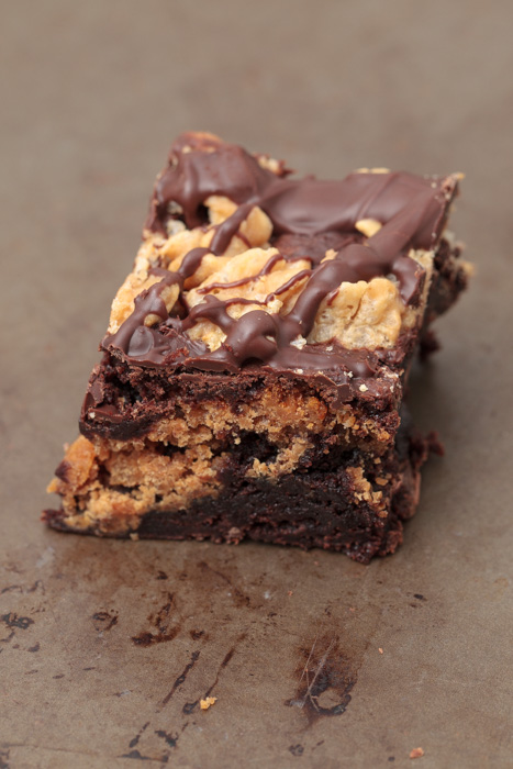 Chocolate Drizzled Peanut Butter Crunch Chocolate Brownies  |  Lemon & Mocha