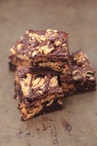 Chocolate Drizzled Peanut Butter Crunch Chocolate Brownies