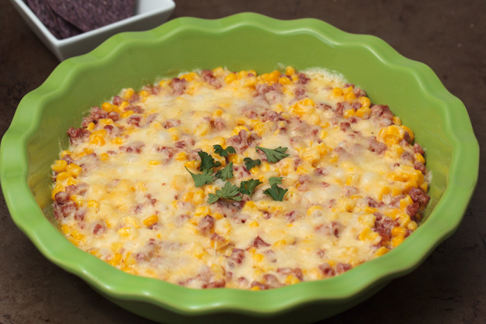 Cheesy Corn & Chorizo Dip with Green Chiles  |  Lemon & Mocha