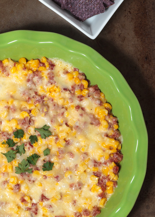 Cheesy Corn & Chorizo Dip with Green Chiles  |  Lemon & Mocha