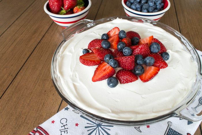 No-bake Red, White & Blue Lemonade Cheesecake Pie  |  Lemon & Mocha