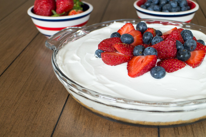 No-bake Red, White & Blue Lemonade Cheesecake Pie  |  Lemon & Mocha