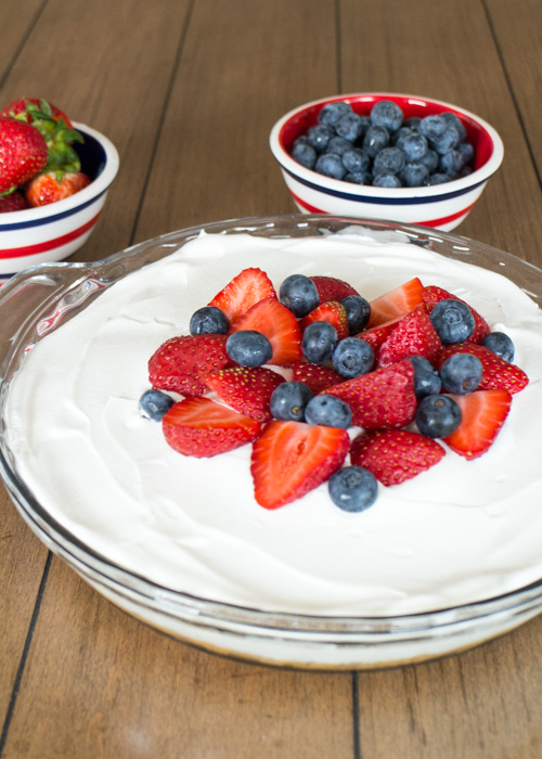 No-bake Red, White & Blue Lemonade Cheesecake Pie  |  Lemon & Mocha