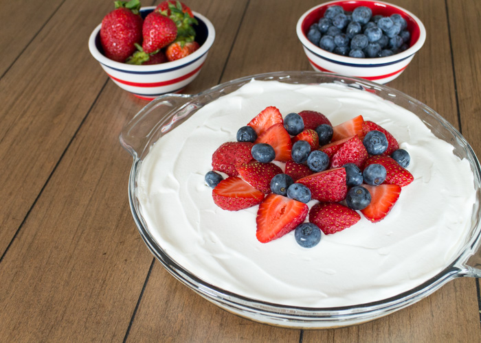 No-bake Red, White & Blue Lemonade Cheesecake Pie  |  Lemon & Mocha