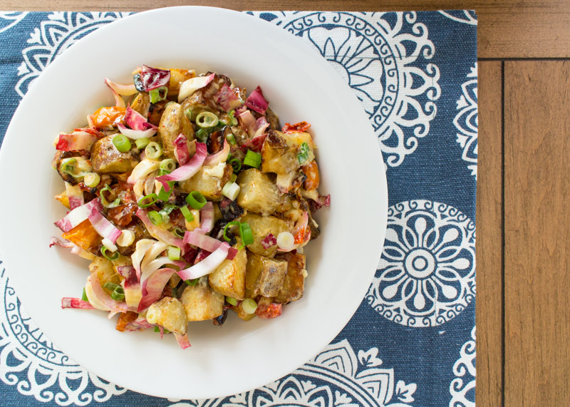 Cast Iron Home Fries with Creamy Garlic Dressing  |  Recipe at lemonandmocha.com