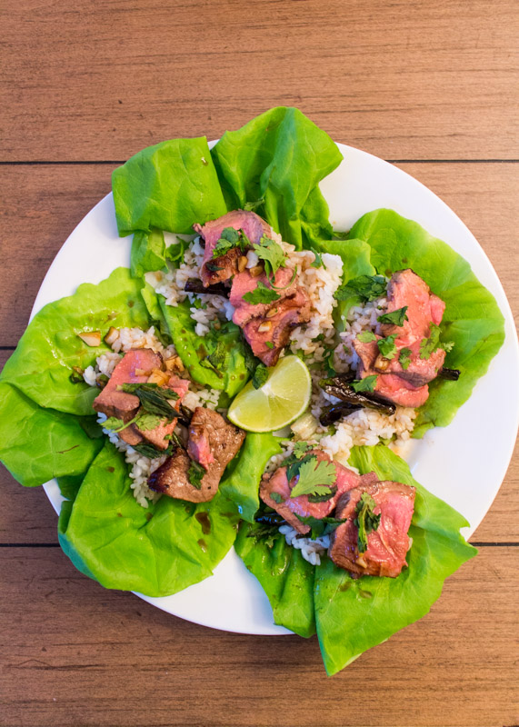 Thai Steak Lettuce Wraps with Charred Green Beans  |  Lemon & Mocha