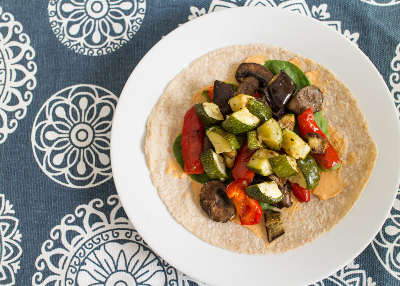 Roasted Veggie Hummus Wraps  |  Lemon & Mocha