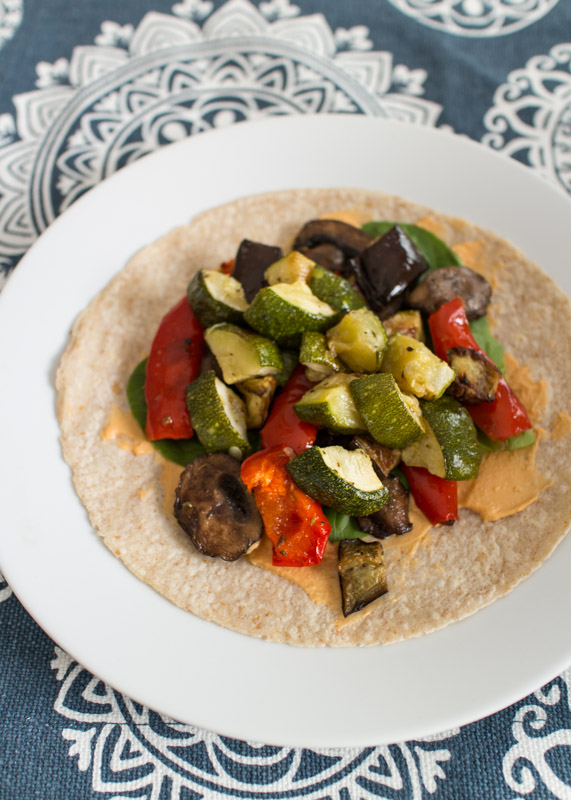 Roasted Veggie Hummus Wraps  |  Lemon & Mocha