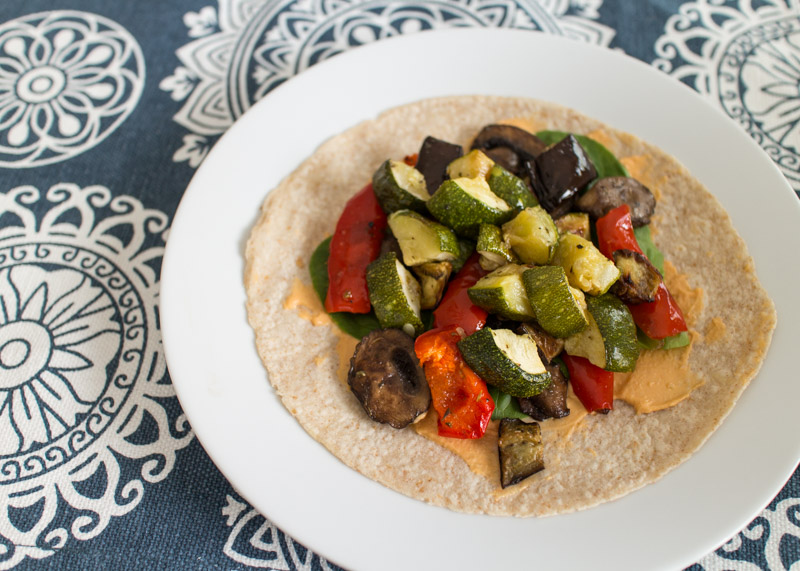 Roasted Veggie Hummus Wraps  |  Lemon & Mocha