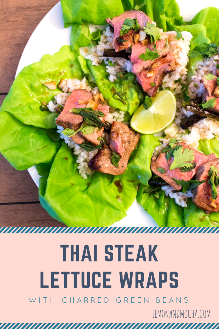 Thai Steak Lettuce Wraps with Charred Green Beans
