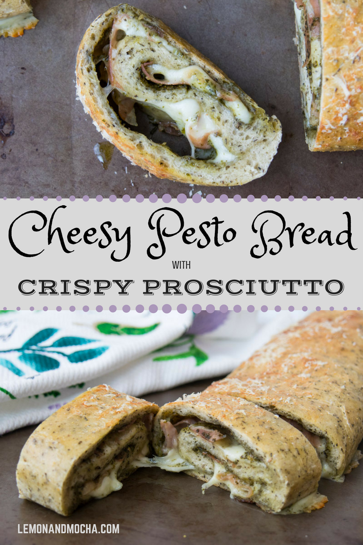 Cheesy Pesto Bread with Crispy Prosciutto