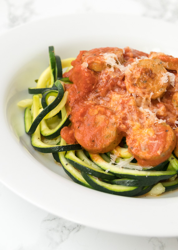 Zucchini Noodles & Chicken Sausage in Vodka Sauce  |  Lemon & Mocha