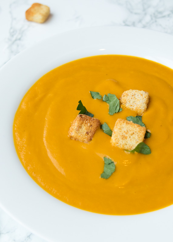 Healthy Creamy Roasted Carrot Soup | Lemon & Mocha