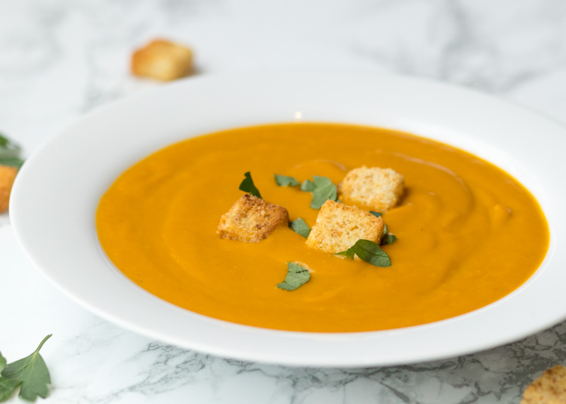 Healthy Creamy Roasted Carrot Soup | Lemon & Mocha