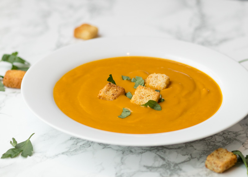 Healthy Creamy Roasted Carrot Soup | Lemon & Mocha