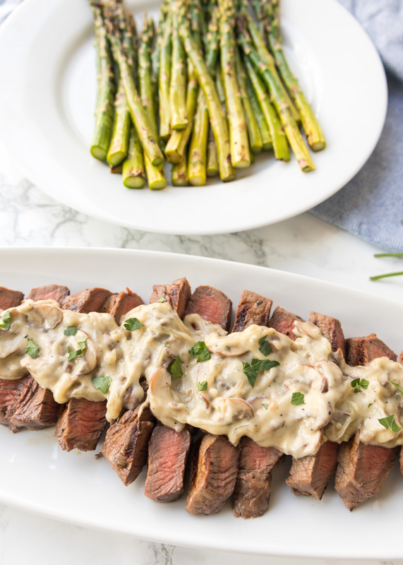 Grilled Steak with Creamy Gorgonzola Sauce & Grilled Asparagus  |  Lemon & Mocha