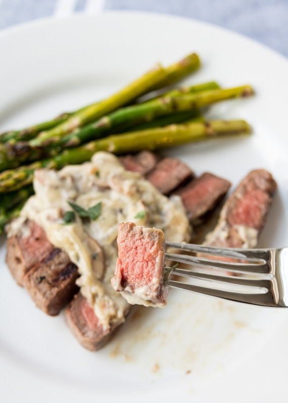 Grilled Steak with Creamy Gorgonzola Sauce & Grilled Asparagus  |  Lemon & Mocha