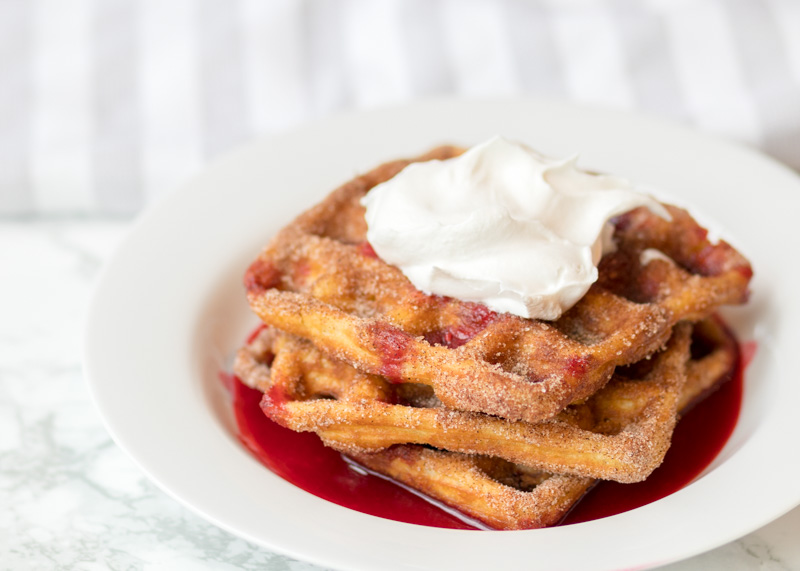 Churro Waffles with Raspberry Sauce  |  Lemon & Mocha