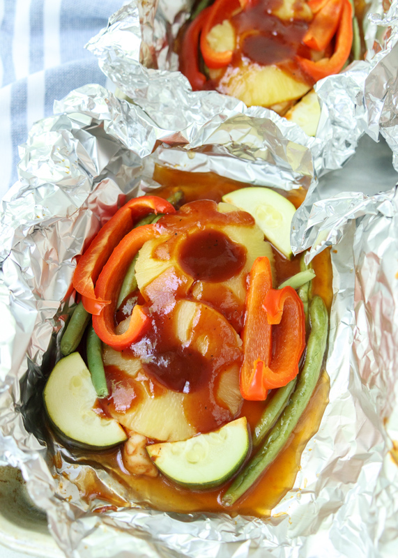 Pineapple Barbecue Chicken Foil Packets