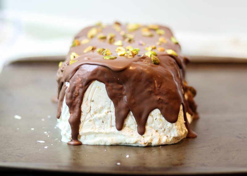 Pistachio Semifreddo with a Nutella Magic Shell Topping  |  Lemon & Mocha