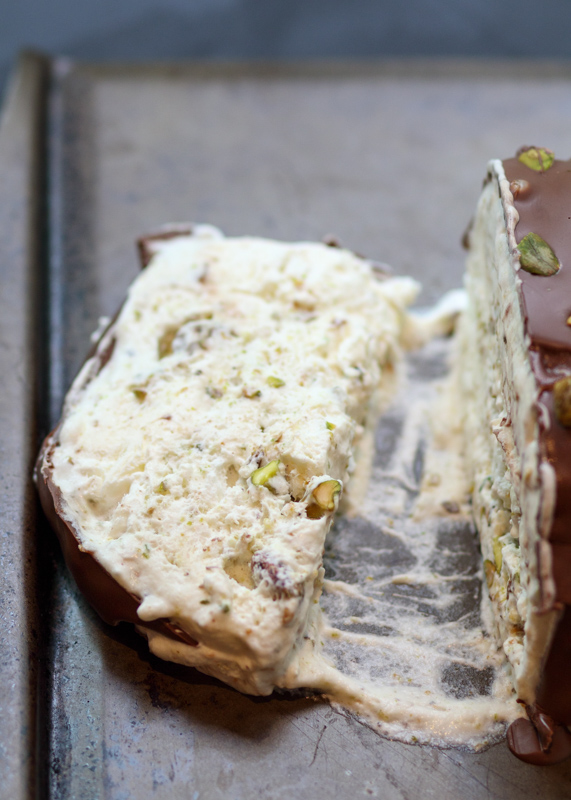 Pistachio Semifreddo with a Nutella Magic Shell Topping  |  Lemon & Mocha