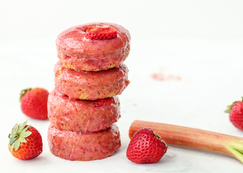 Beet Donuts with a Brown Butter Strawberry Rhubarb Glaze  |  Lemon & Mocha