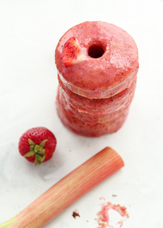 Beet Donuts with a Brown Butter Strawberry Rhubarb Glaze  |  Lemon & Mocha