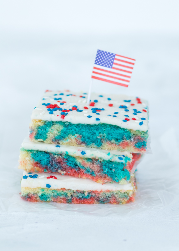 4th of July Tie-Dye White Texas Sheet Cake