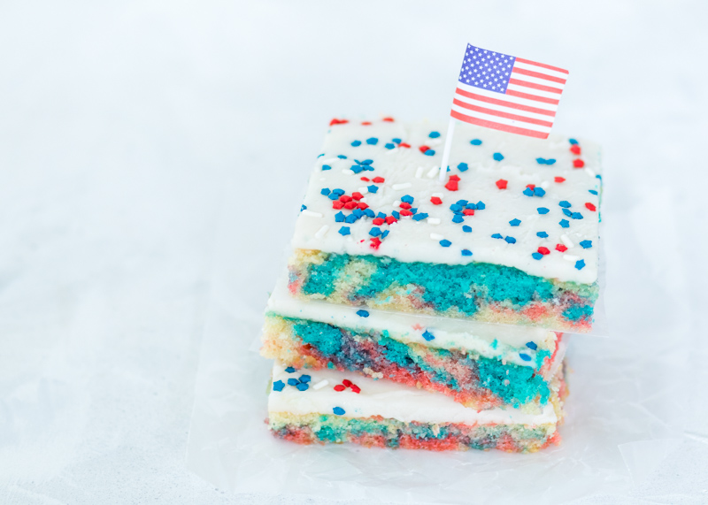 4th of July Tie-Dye White Texas Sheet Cake