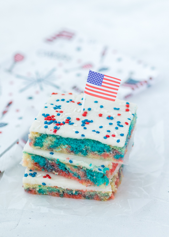 4th of July Tie-Dye White Texas Sheet Cake