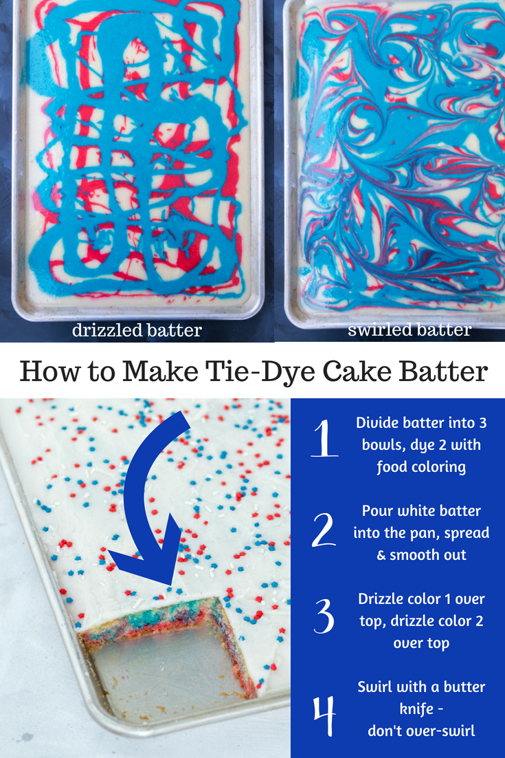 4th of July Tie-Dye White Texas Sheet Cake