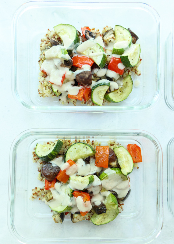 Roasted Vegetable Quinoa Tahini Bowls  |  Lemon & Mocha