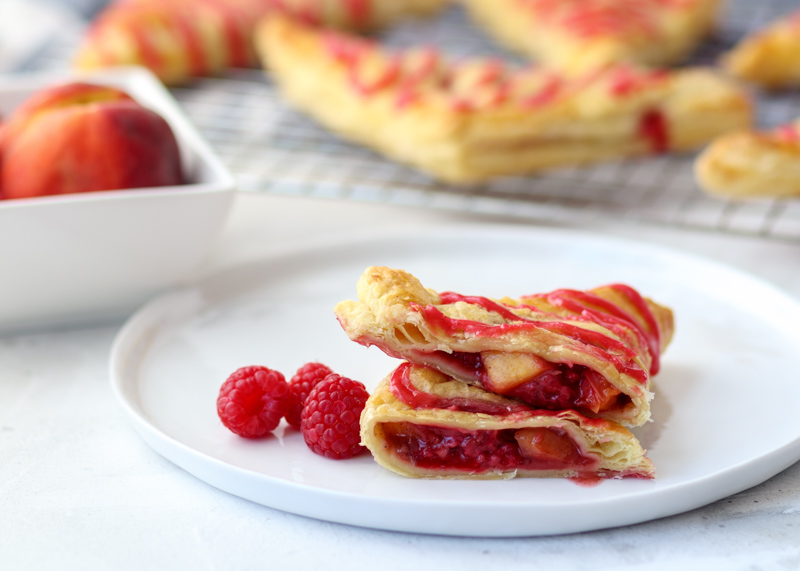 Raspberry Peach Turnovers with a Fresh Raspberry Glaze  |  Lemon & Mocha