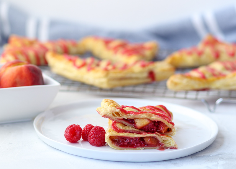 Raspberry Peach Turnovers with a Fresh Raspberry Glaze  |  Lemon & Mocha