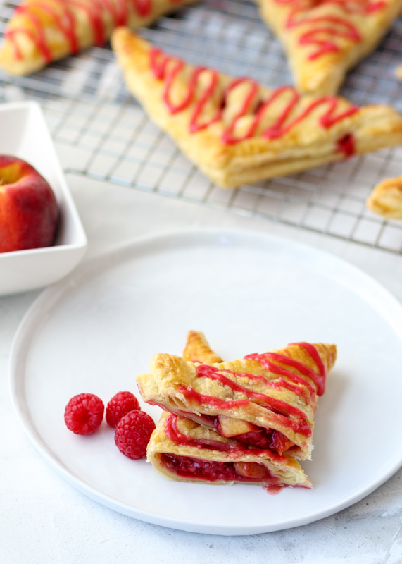 Raspberry Peach Turnovers with a Fresh Raspberry Glaze  |  Lemon & Mocha