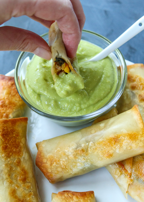 Southwest Turkey Baked Egg Rolls with an Avocado Dipping Sauce  |  Lemon & Mocha