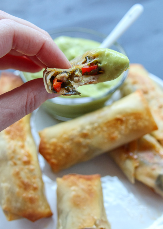 Southwest Turkey Baked Egg Rolls with an Avocado Dipping Sauce  |  Lemon & Mocha