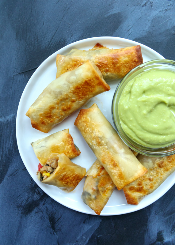 Southwest Turkey Baked Egg Rolls with an Avocado Dipping Sauce  |  Lemon & Mocha